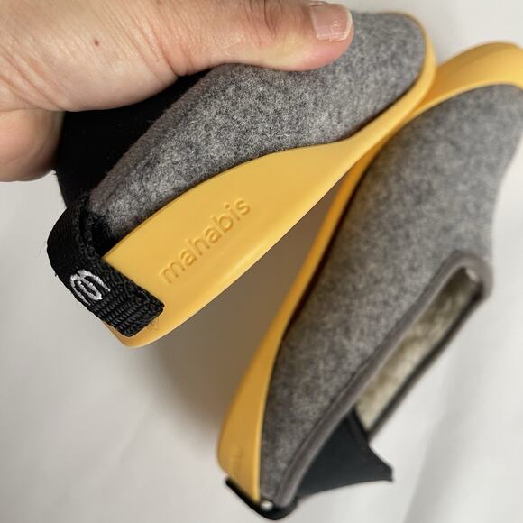 Mahabis Wool Slipper Gray Yellow Removable Sole Women's Size 38 US 7.5 - Picture 10 of 12
